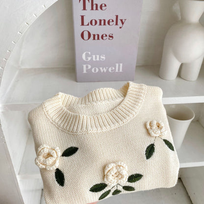 Handmade Flower Embroidery Pullover Sweater