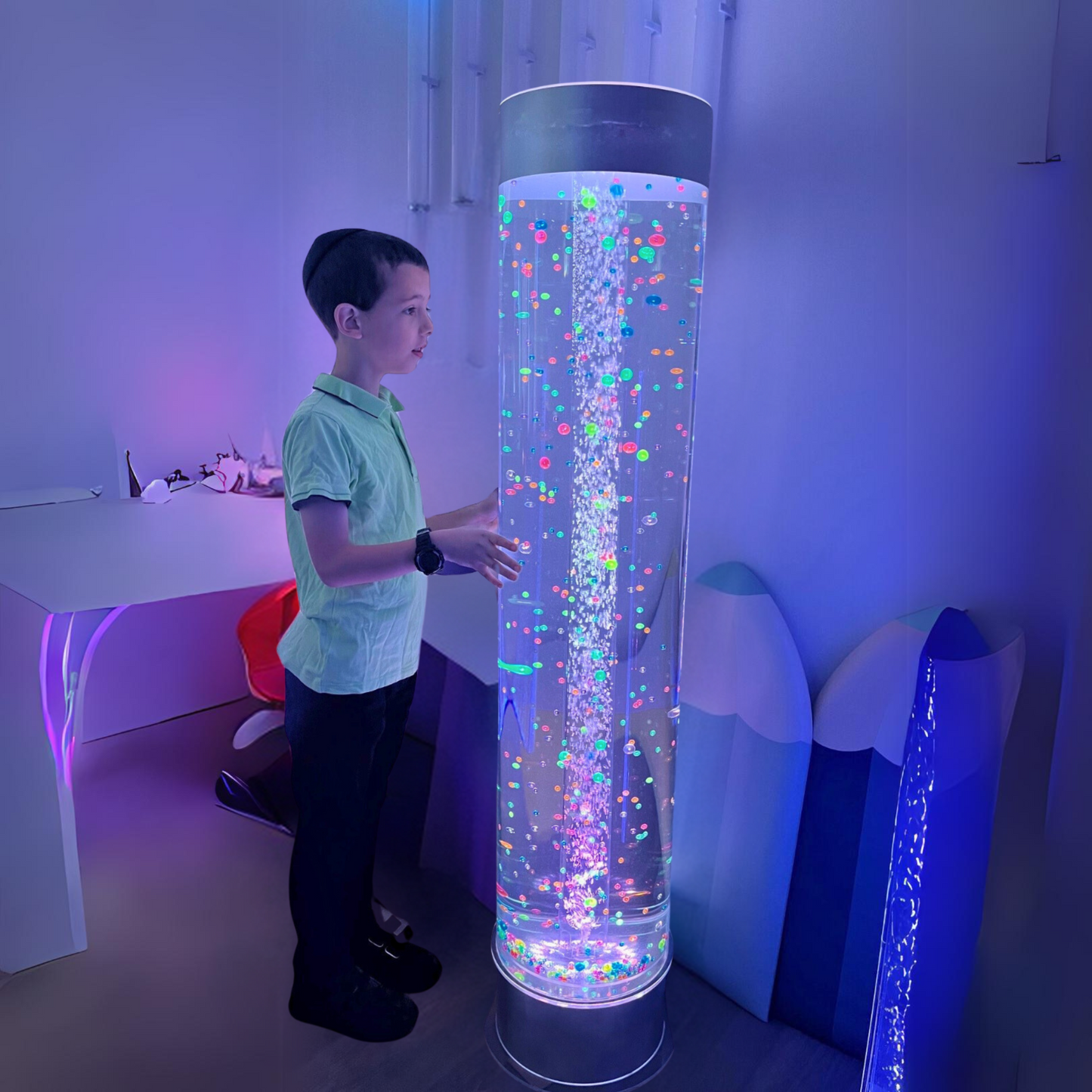 Playlearn Jumbo Bubble Tube Extra Wide with Floating Balls and Remote 1.5m Tall x 30cm Dia.