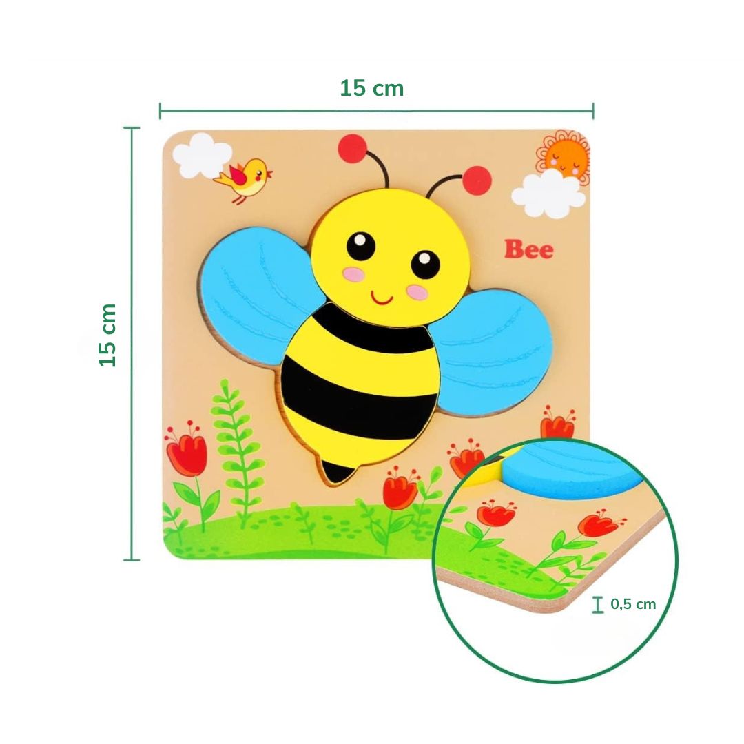 Wooden Animal Puzzles for Toddlers – 6-Pack Educational Learning Toys