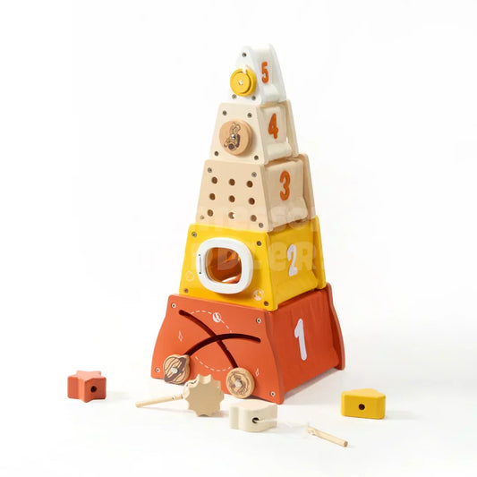 Toddlers Wooden Rocket Stacking Toy - Kicks & Crawls