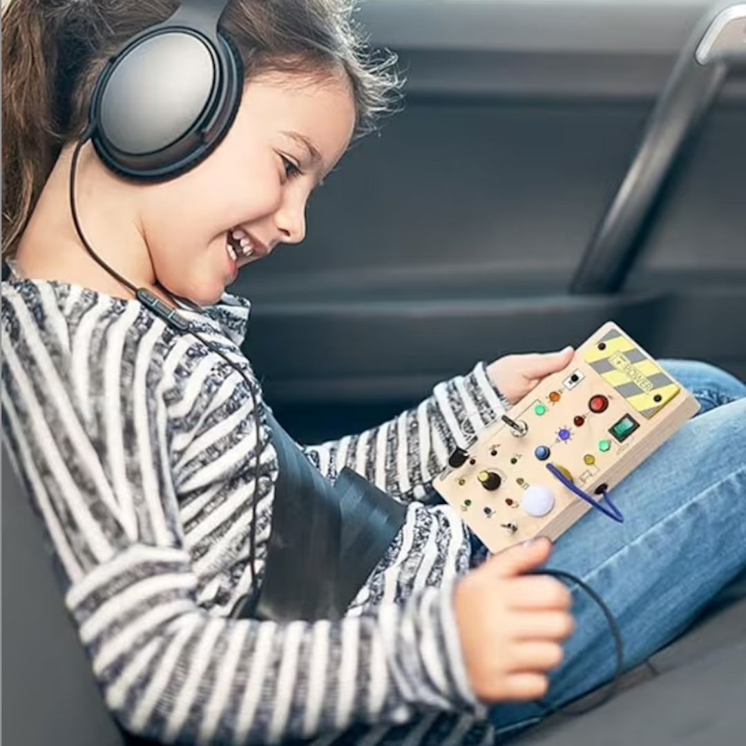 Toddlers Wooden Busy Board – Montessori Sensory Activity Board for Early Learning