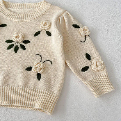 Handmade Flower Embroidery Pullover Sweater