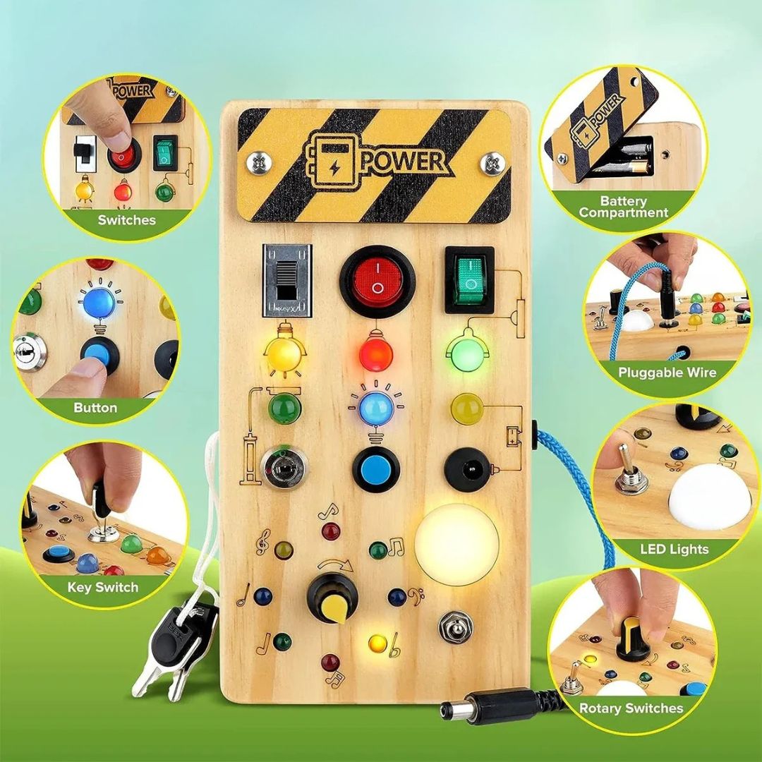 Toddlers Wooden Busy Board – Montessori Sensory Activity Board for Early Learning