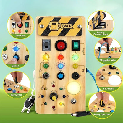 Toddlers Wooden Busy Board – Montessori Sensory Activity Board for Early Learning