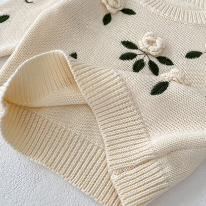 Handmade Flower Embroidery Pullover Sweater