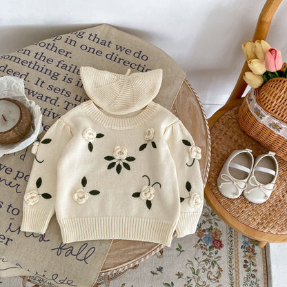 Handmade Flower Embroidery Pullover Sweater