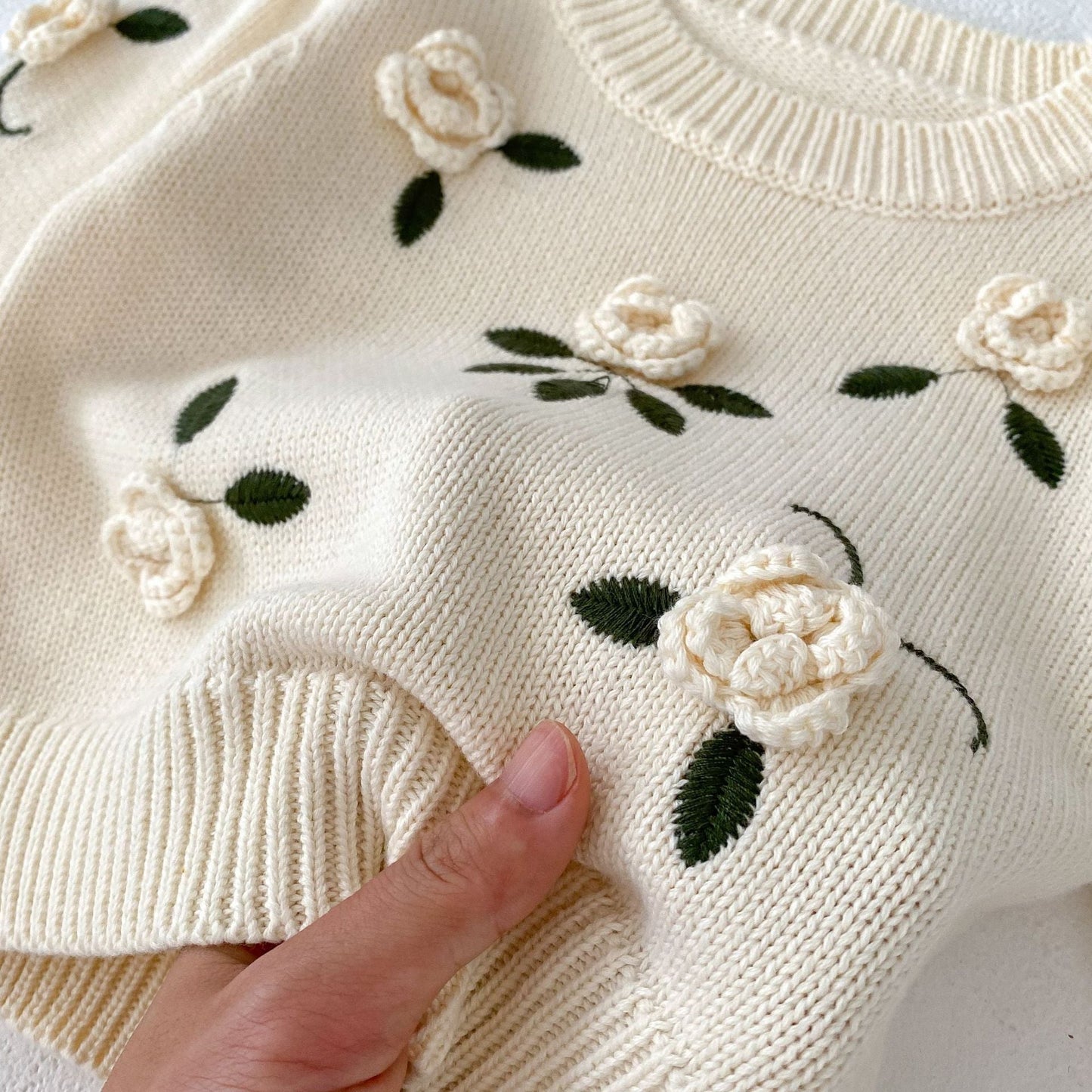 Handmade Flower Embroidery Pullover Sweater