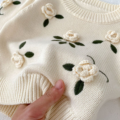 Handmade Flower Embroidery Pullover Sweater