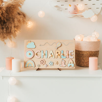 Personalized Wooden Name Puzzle for Toddlers – Custom Kids Learning Toy Gift