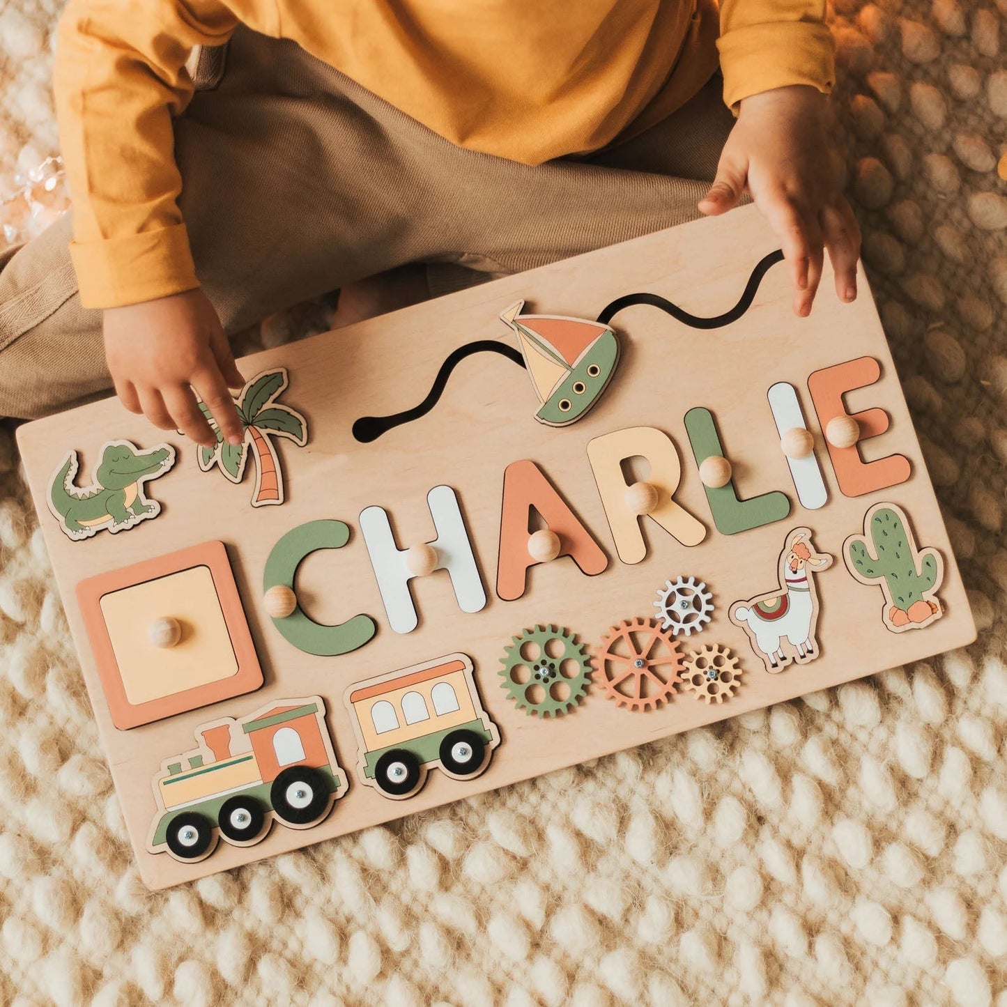 Personalized Wooden Name Puzzle for Toddlers – Custom Kids Learning Toy Gift