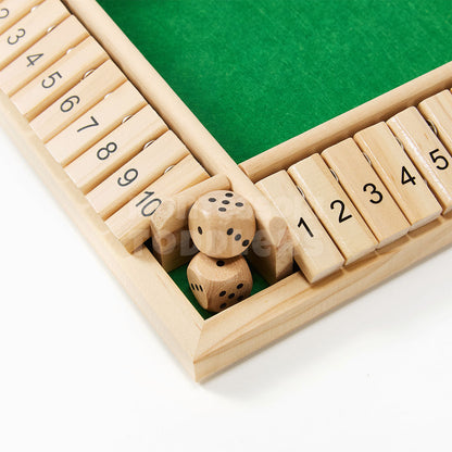 Shut the Box Dice Game – Classic Wooden Math Game for Kids & Family Night