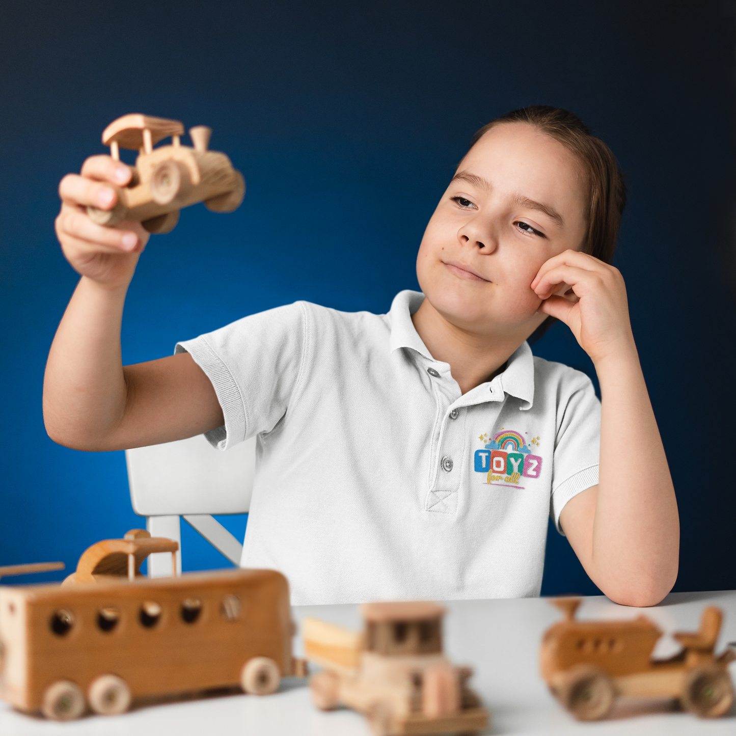 Toyz For All Kids Logo Polo Shirt – White Cotton Children’s T-Shirt