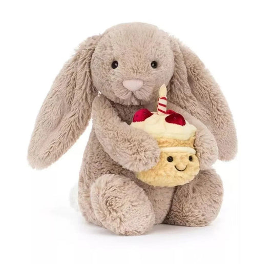 Jellycat Bashful Beige Bunny ‘Birthday’ Plush